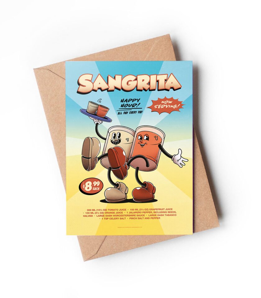 Sangrita groovy cocktail greeting card