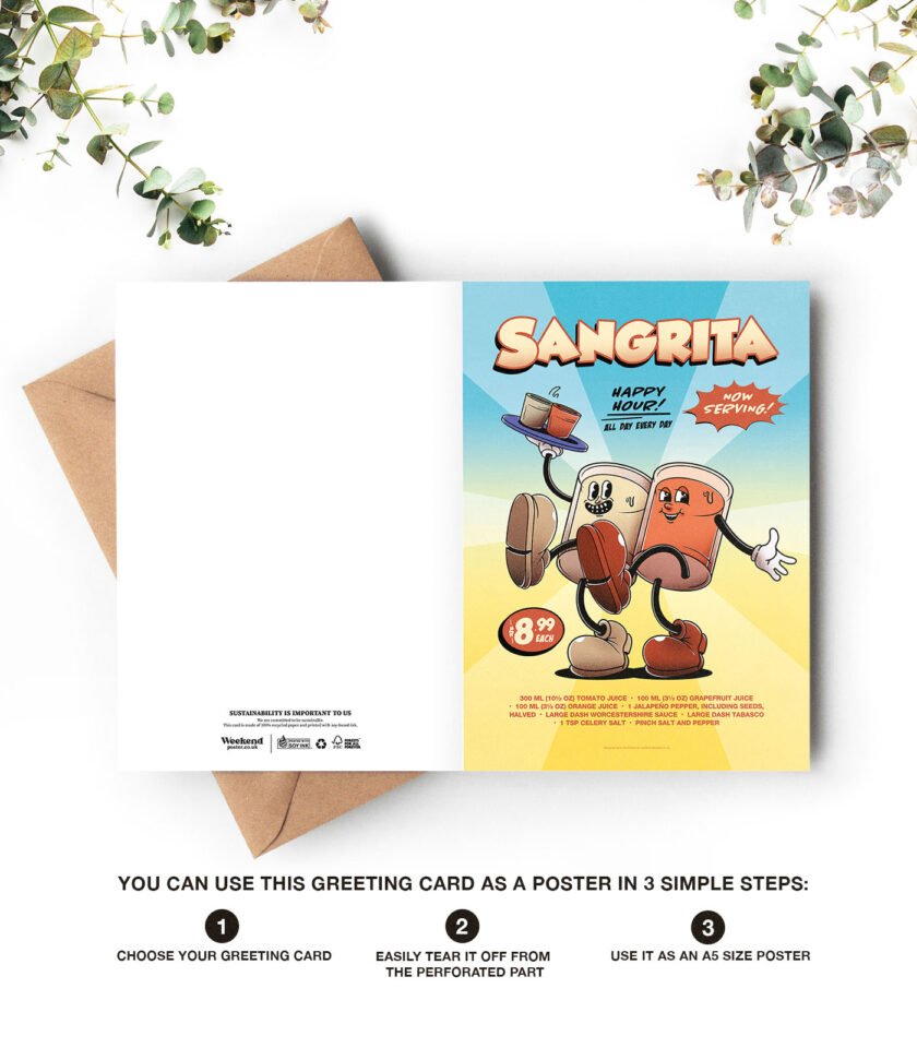 Sangrita groovy cocktail greeting card - Image 4