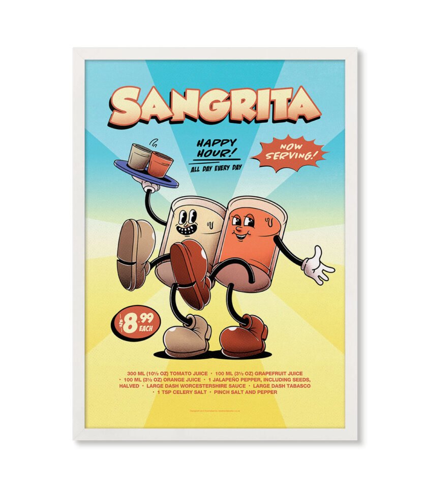 Sangrita groovy cocktail poster