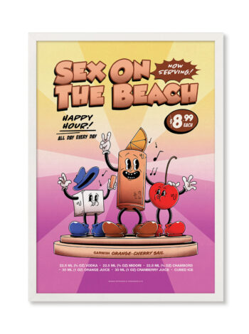 Sex on the Beach groovy cocktail poster