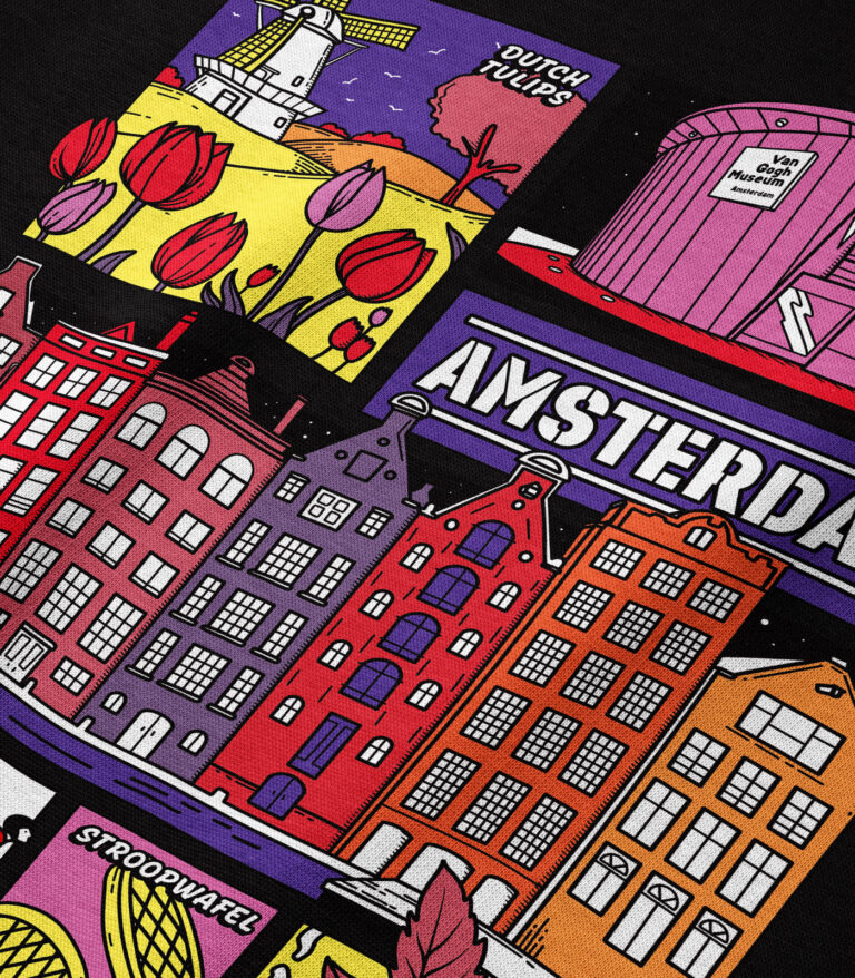 Amsterdam Colorful City Heavyweight Organic Hoodie