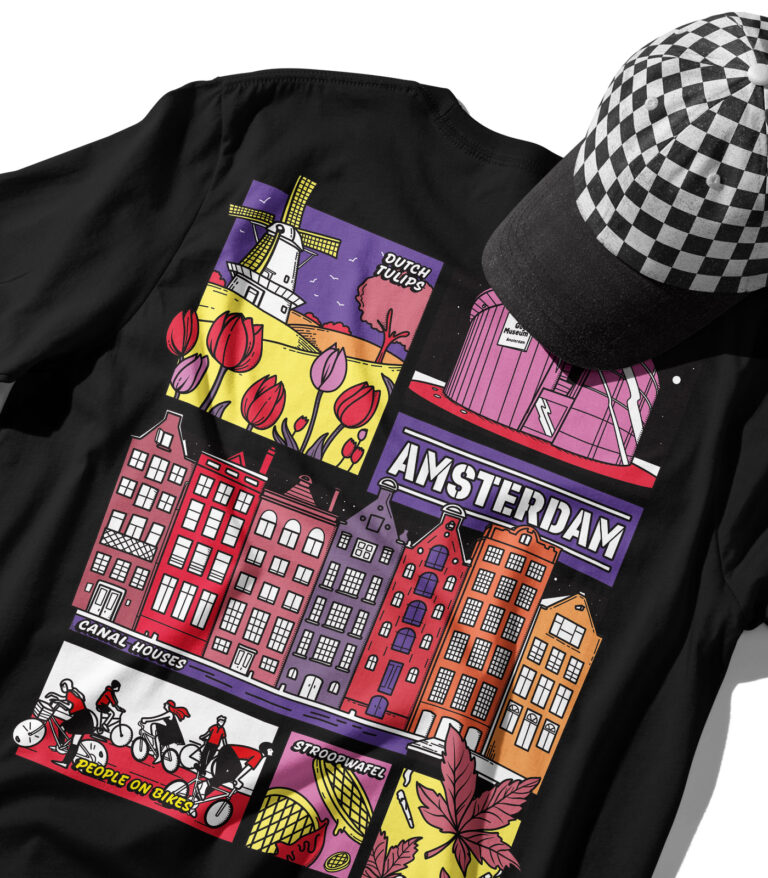 Amsterdam Colorful City Graphic T-Shirt