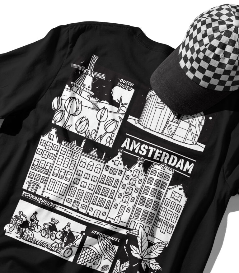 Amsterdam Black & White City Graphic T-Shirt