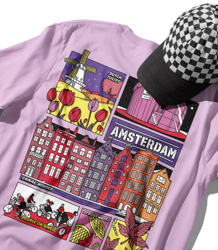 Amsterdam Colorful City Graphic T-Shirt