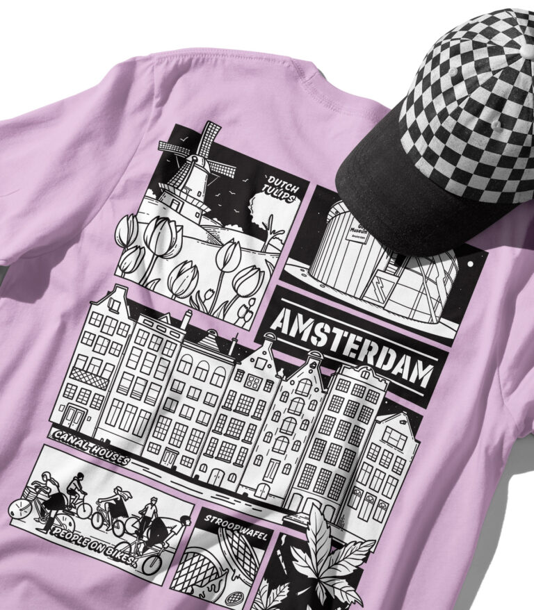 Amsterdam Black & White City Graphic T-Shirt