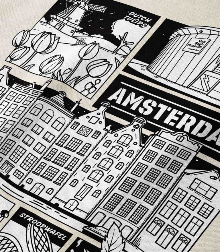 Amsterdam Black & White City Heavyweight Organic Hoodie