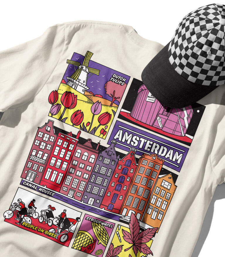 Amsterdam Colorful City Graphic T-Shirt