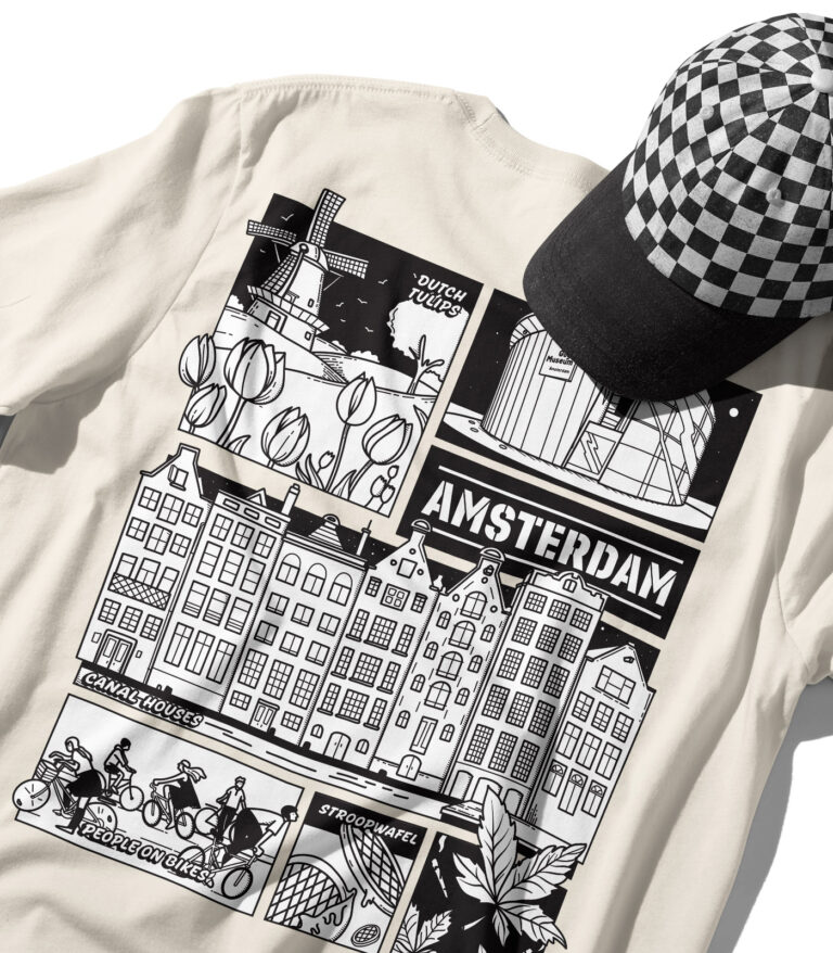 Amsterdam Black & White City Graphic T-Shirt