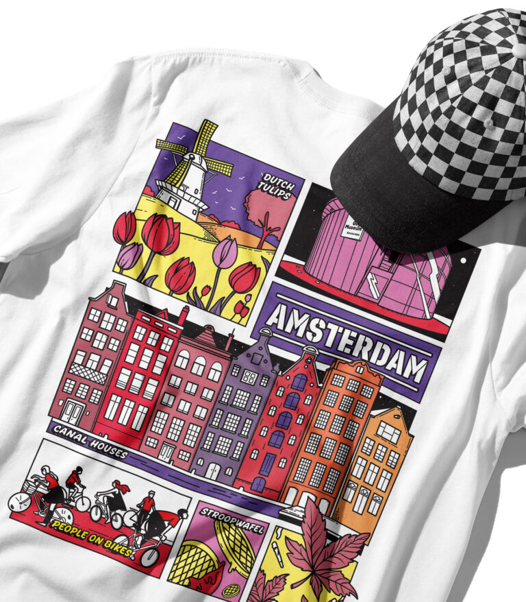 Amsterdam Colorful City Graphic T-Shirt