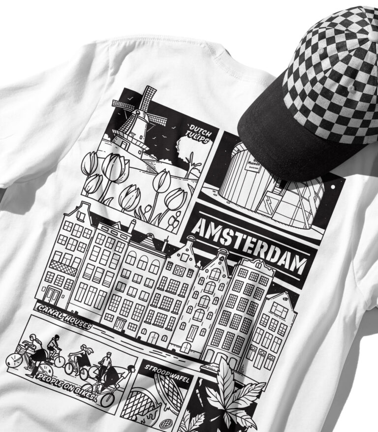 Amsterdam Black & White City Graphic T-Shirt