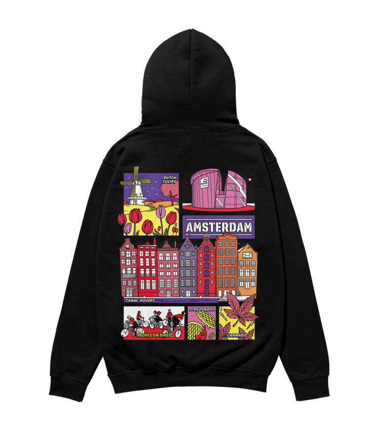 Amsterdam Colorful City Heavyweight Organic Hoodie