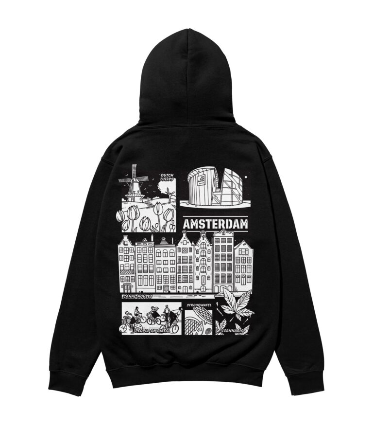 Amsterdam Black & White City Heavyweight Organic Hoodie