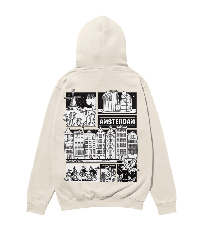 Amsterdam Black & White City Heavyweight Organic Hoodie