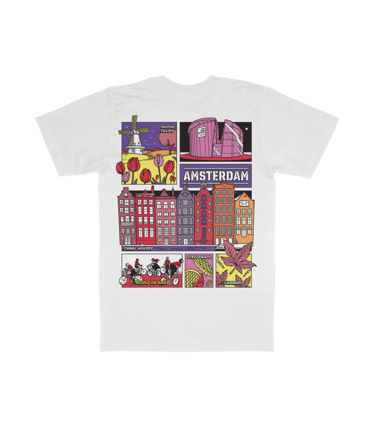 Amsterdam Colorful City Graphic T-Shirt