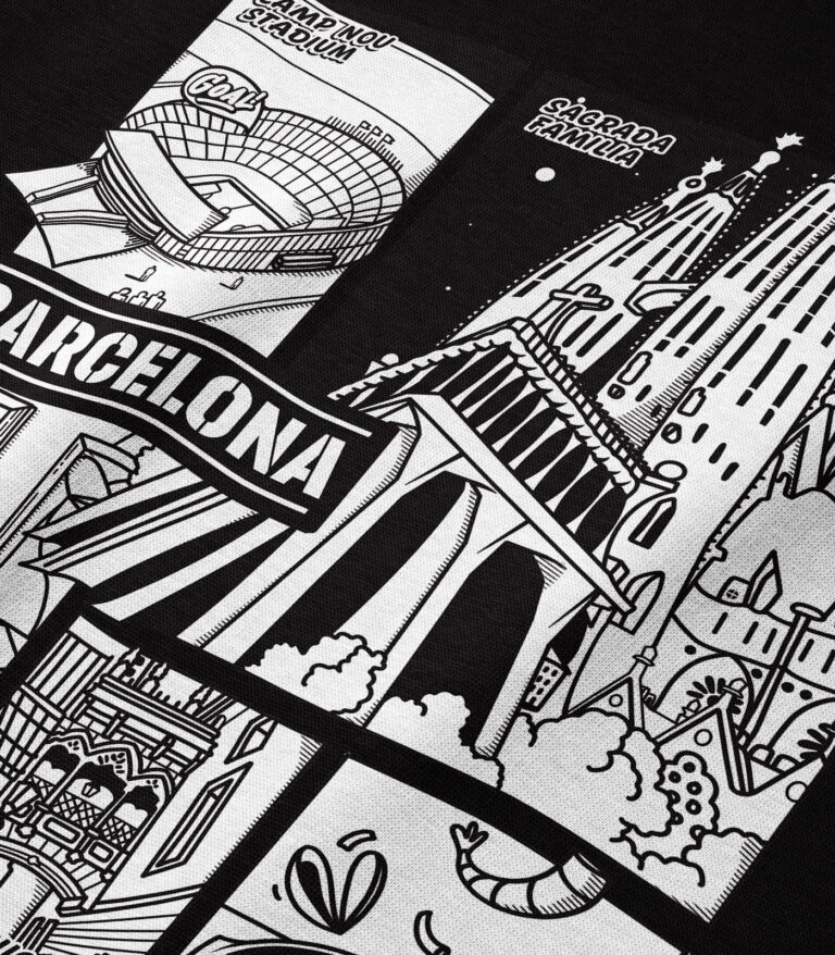 Barcelona Black & White City Heavyweight Organic Hoodie