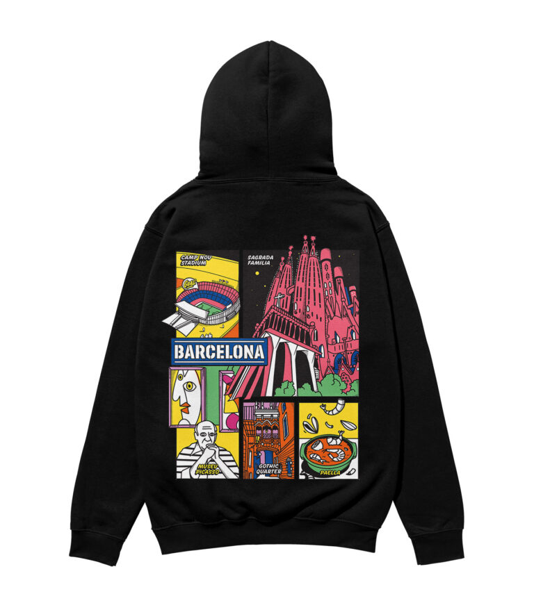 Barcelona Colorful City Heavyweight Organic Hoodie