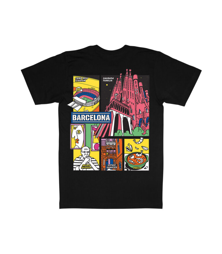 Barcelona Colorful City Graphic T-Shirt