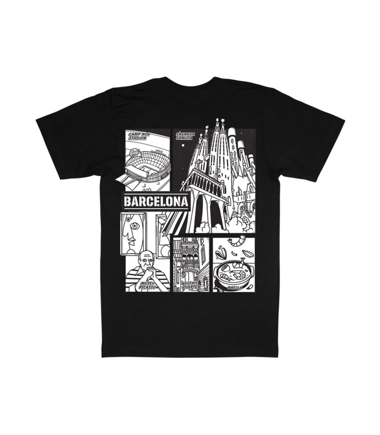 Barcelona Black & White City Graphic T-Shirt
