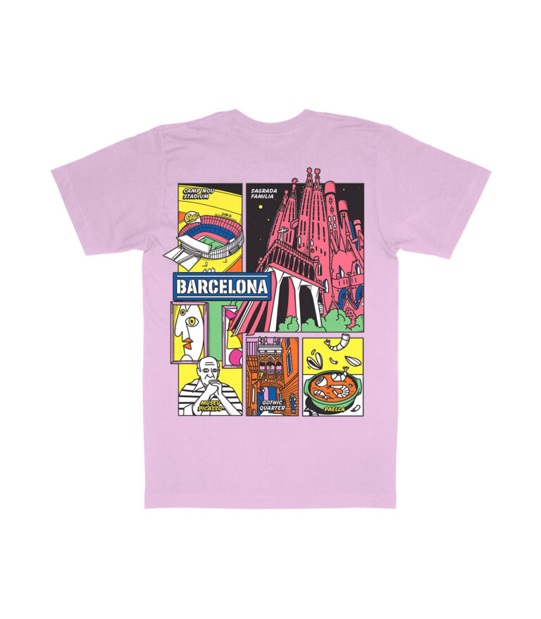 Barcelona Colorful City Graphic T-Shirt