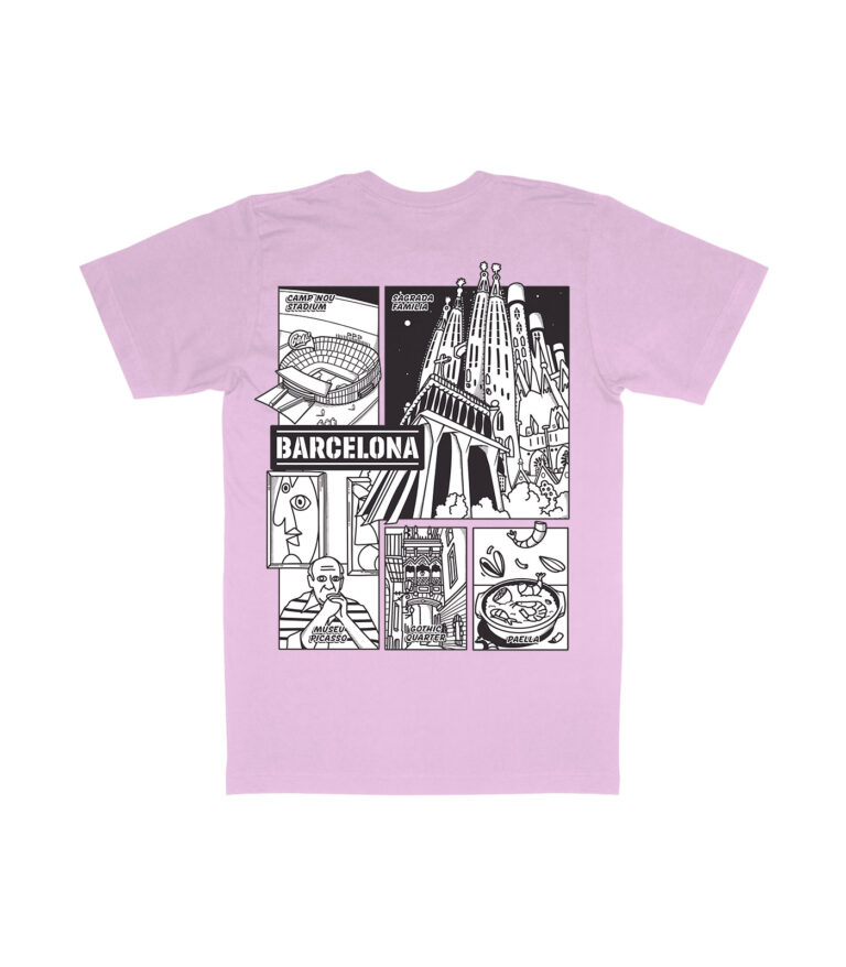 Barcelona Black & White City Graphic T-Shirt