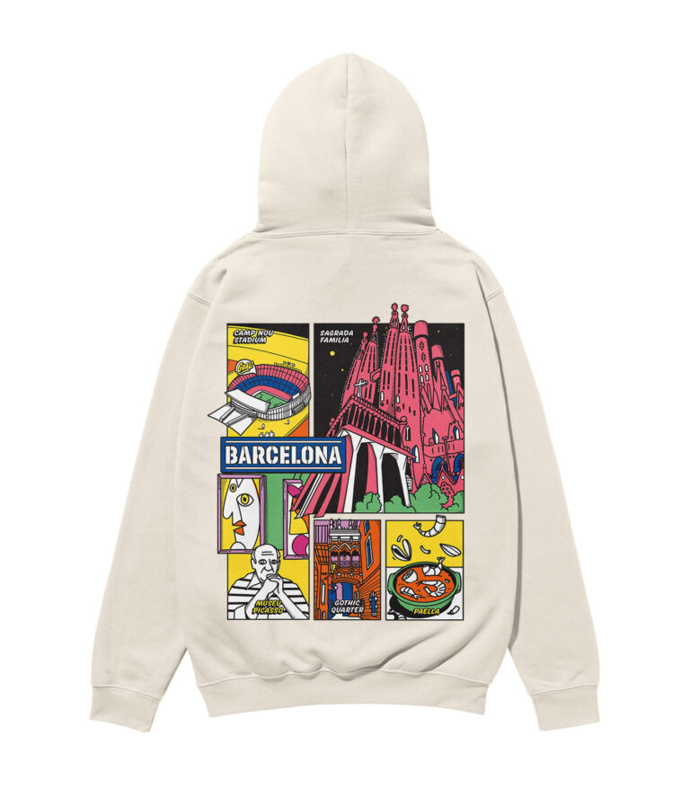 Barcelona Colorful City Heavyweight Organic Hoodie