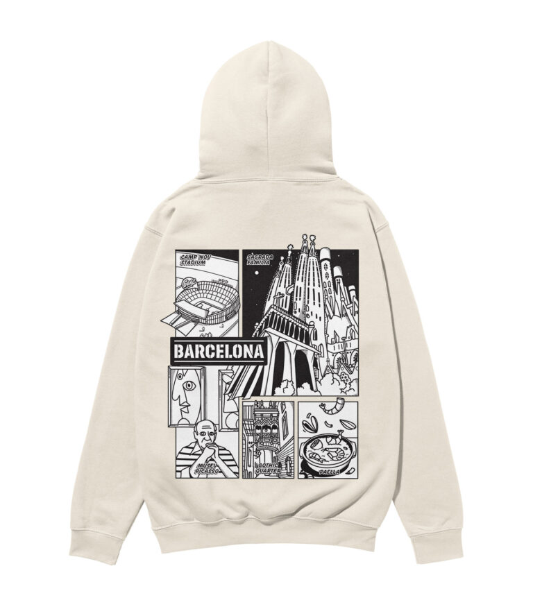 Barcelona Black & White City Heavyweight Organic Hoodie