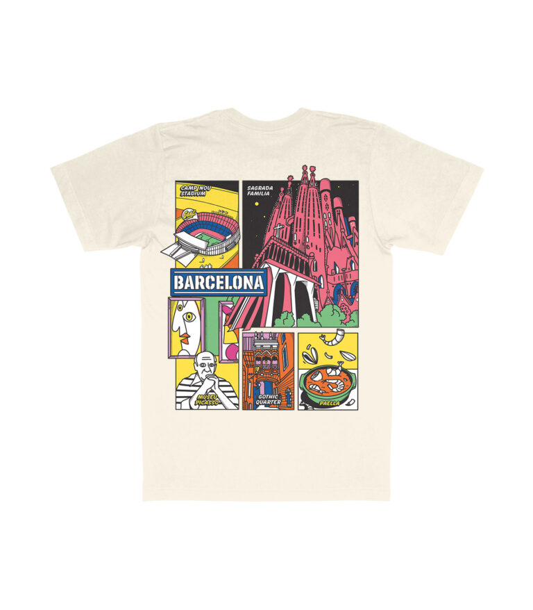 Barcelona Colorful City Graphic T-Shirt