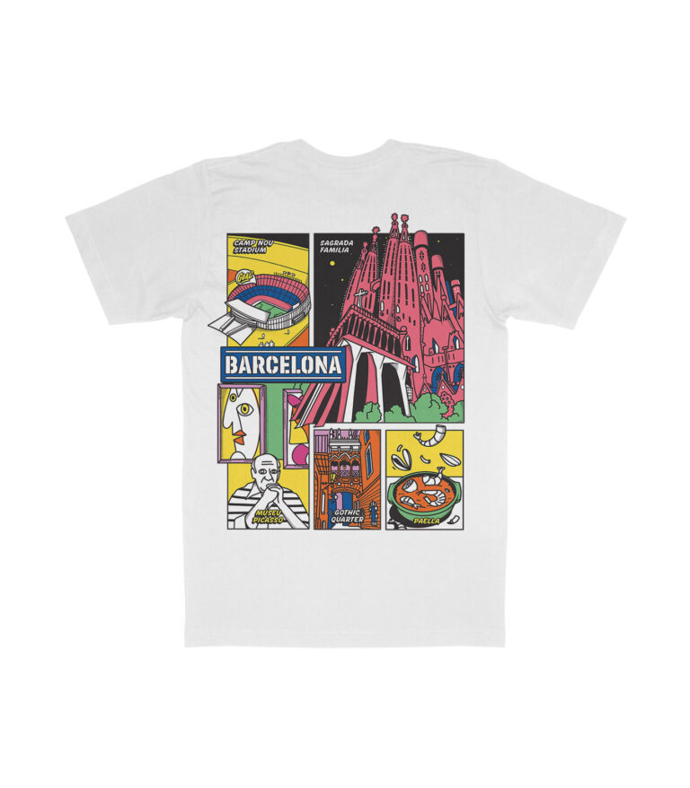 Barcelona Colorful City Graphic T-Shirt