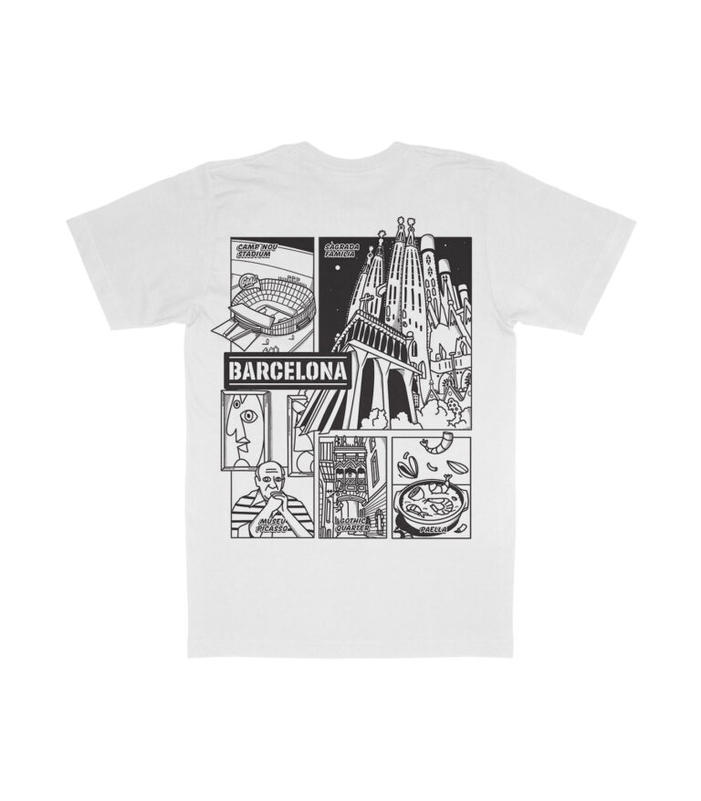 Barcelona Black & White City Graphic T-Shirt
