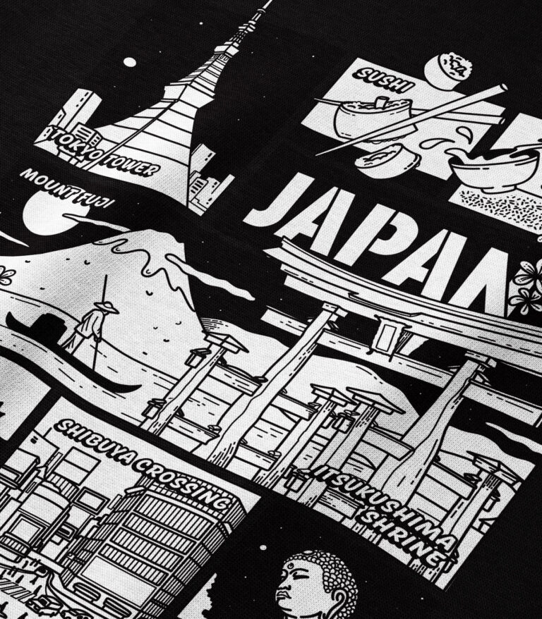 Japan Black & White City Heavyweight Organic Hoodie