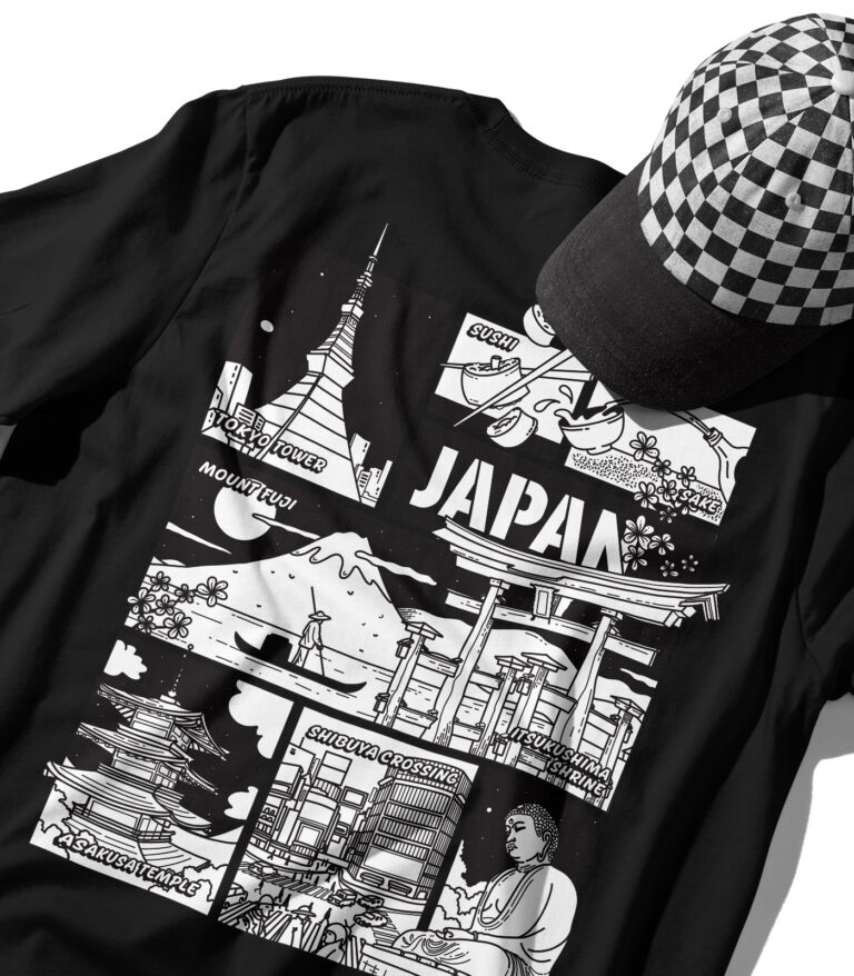 Japan Black & White City Graphic T-Shirt