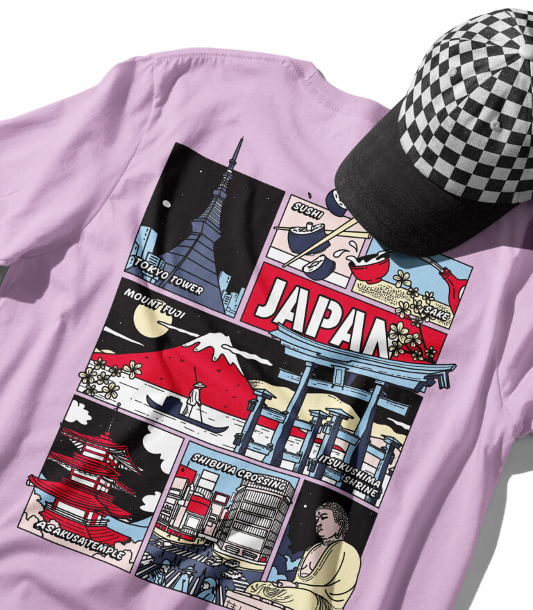 Japan Colorful City Graphic T-Shirt