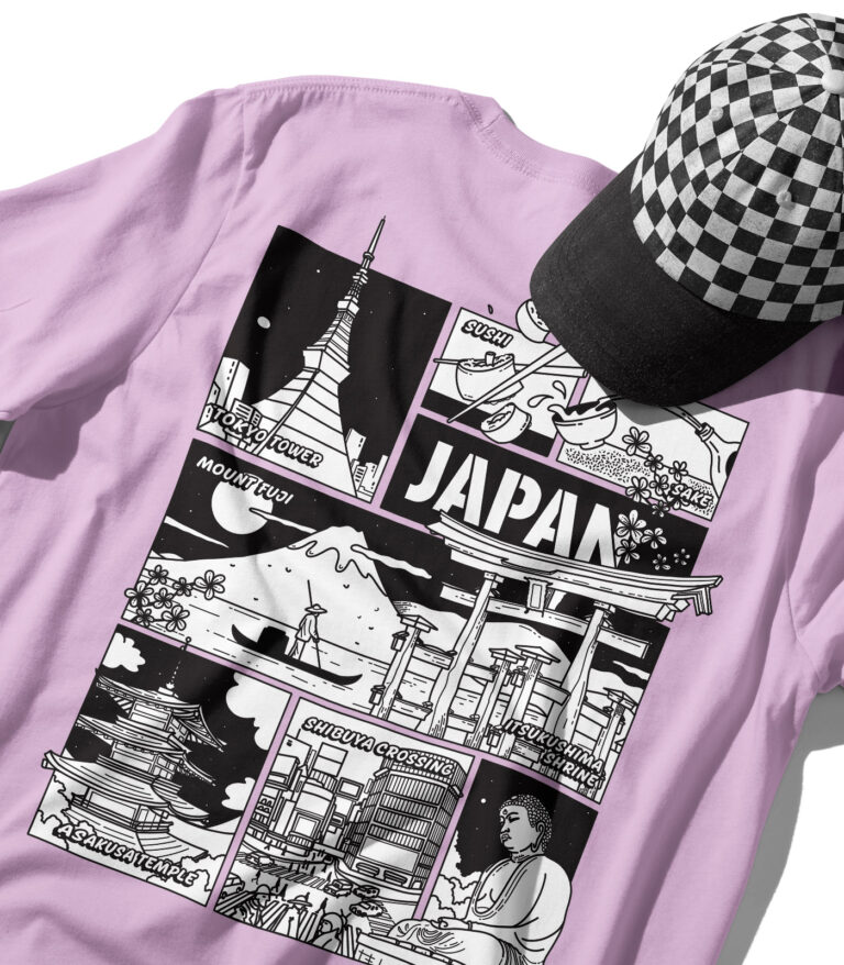 Japan Black & White City Graphic T-Shirt