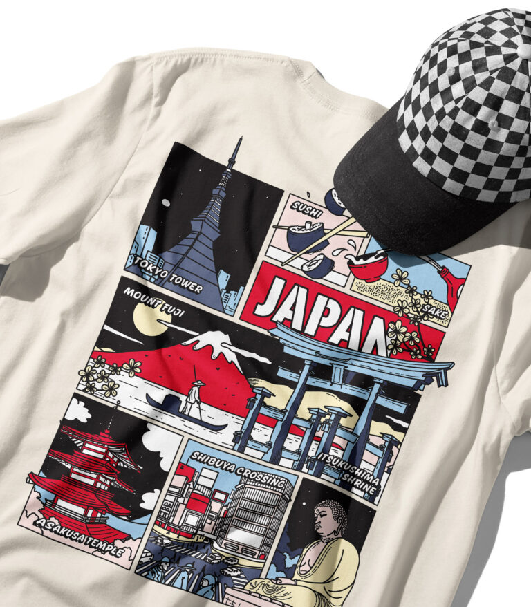 Japan Colorful City Graphic T-Shirt