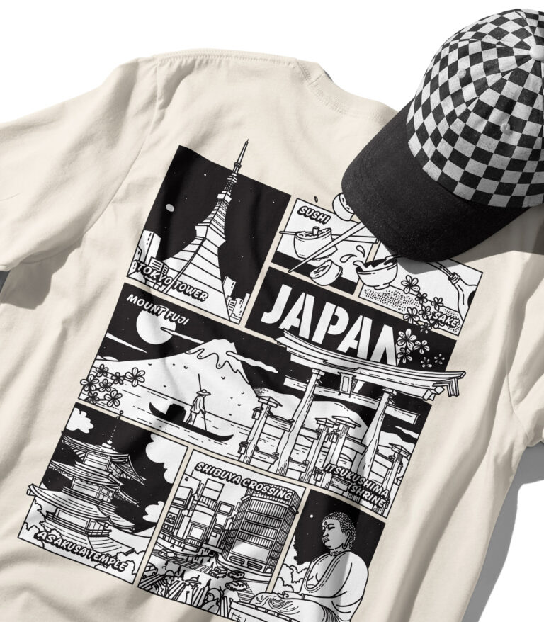 Japan Black & White City Graphic T-Shirt