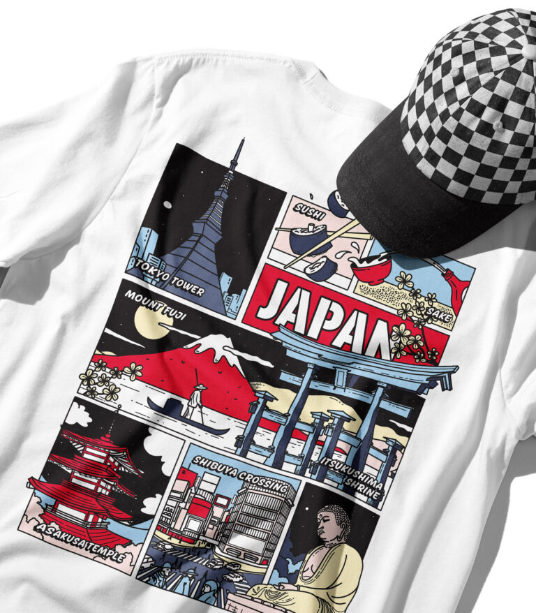 Japan Colorful City Graphic T-Shirt