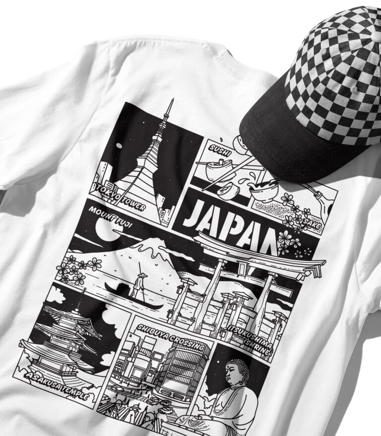 Japan Black & White City Graphic T-Shirt