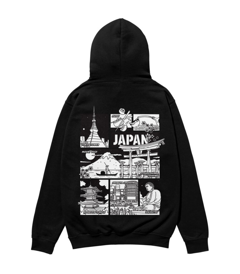 Japan Black & White City Heavyweight Organic Hoodie