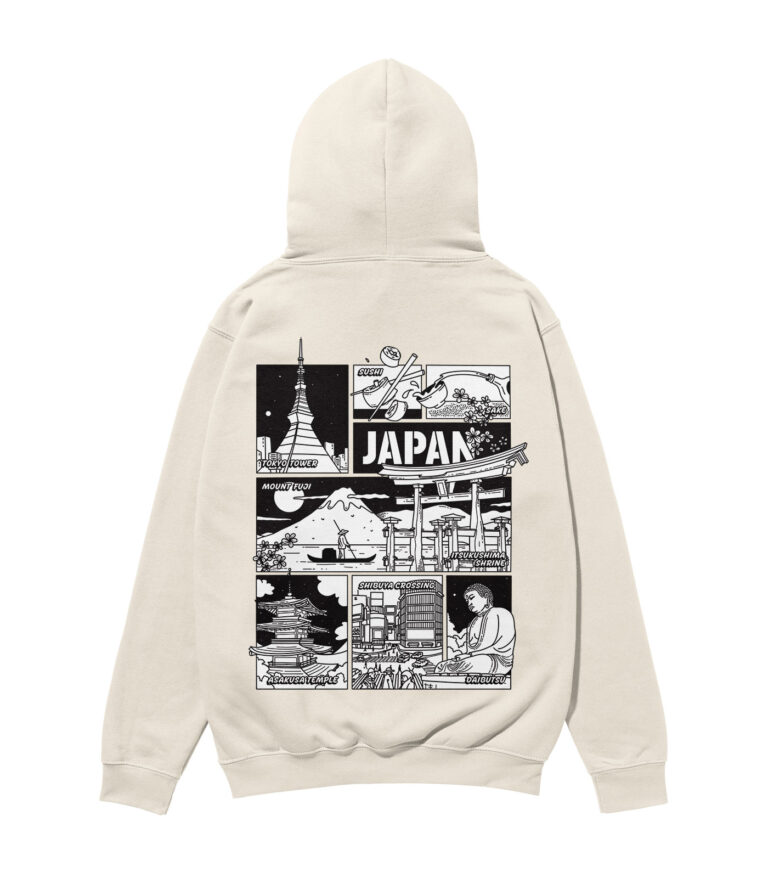 Japan Black & White City Heavyweight Organic Hoodie