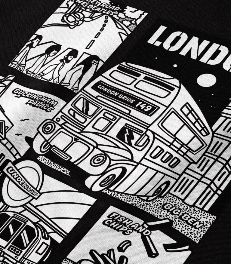 London Black & White City Heavyweight Organic Hoodie