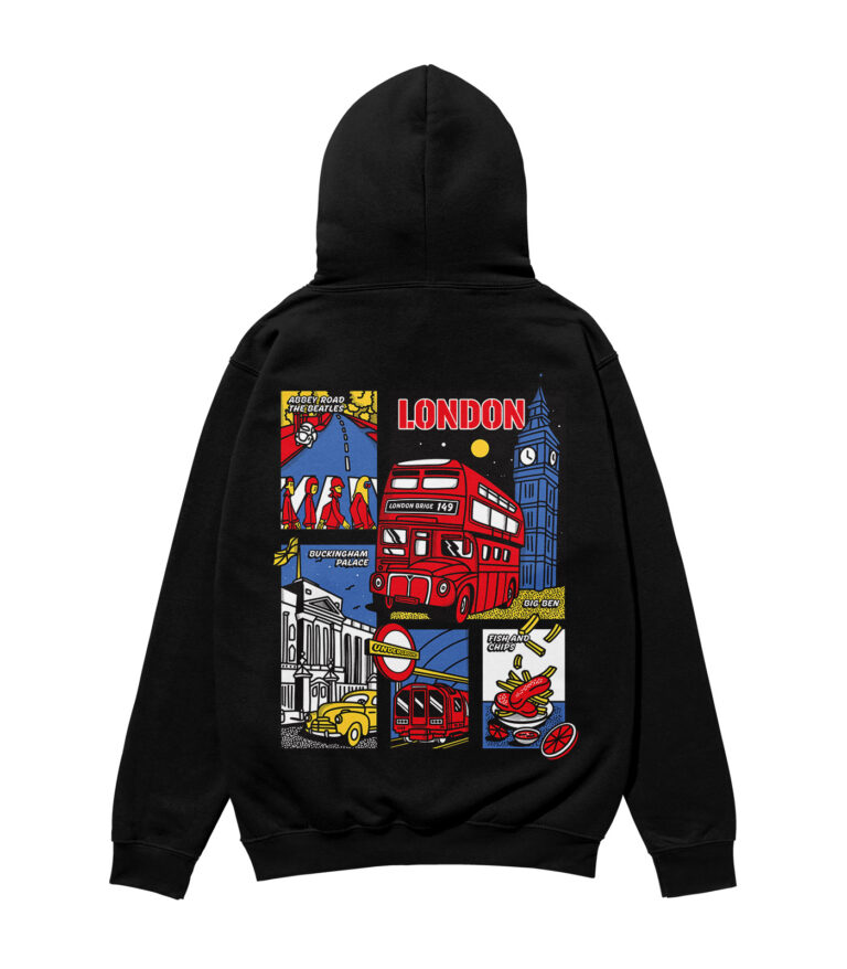 London Colorful City Heavyweight Organic Hoodie