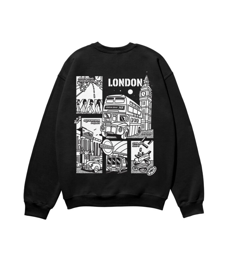 London Black & White City Heavyweight Organic Sweatshirt