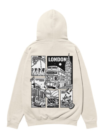 London Black & White City Heavyweight Organic Hoodie