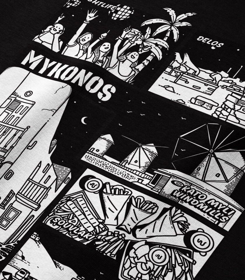 Mykonos Black & White City Heavyweight Organic Hoodie - Image 6