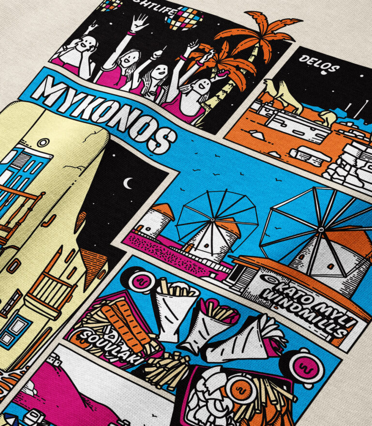 Mykonos Colorful City Heavyweight Organic Hoodie