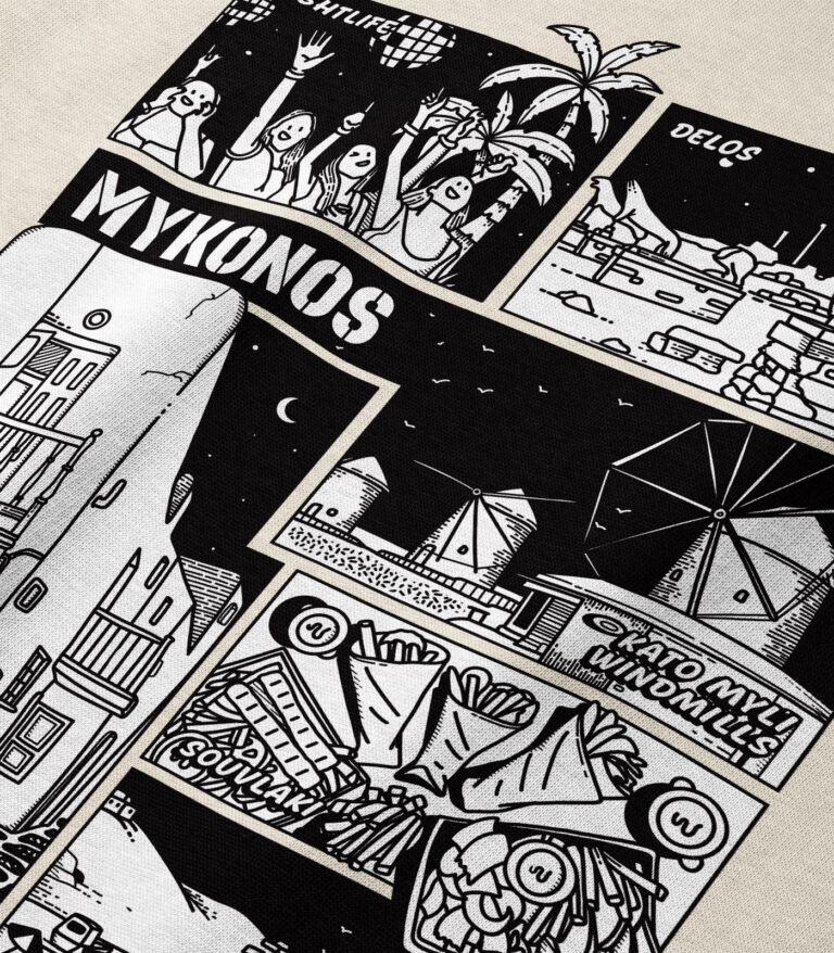 Mykonos Black & White City Heavyweight Organic Hoodie