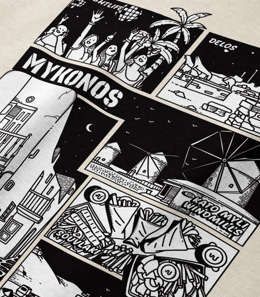 Mykonos Black & White City Heavyweight Organic Hoodie - Image 3