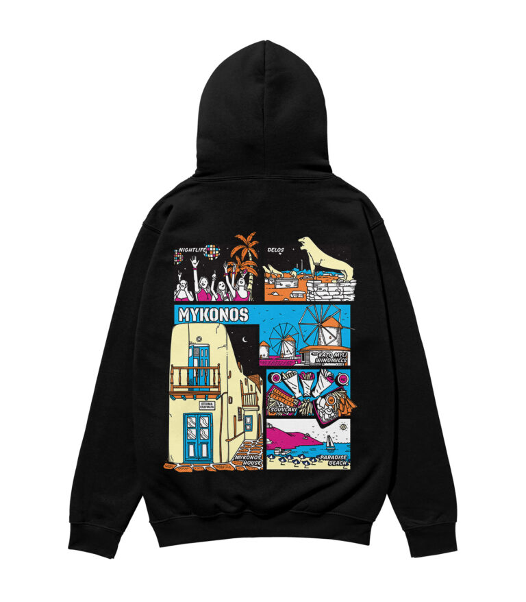 Mykonos Colorful City Heavyweight Organic Hoodie
