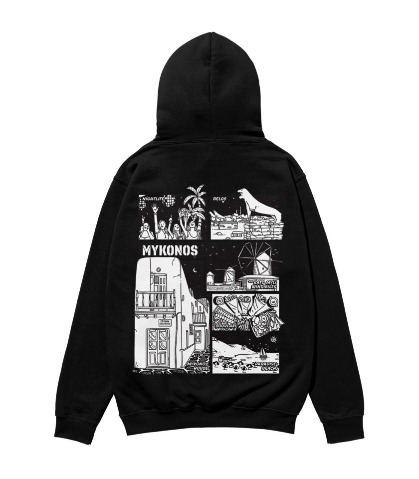 Mykonos Black & White City Heavyweight Organic Hoodie - Image 4
