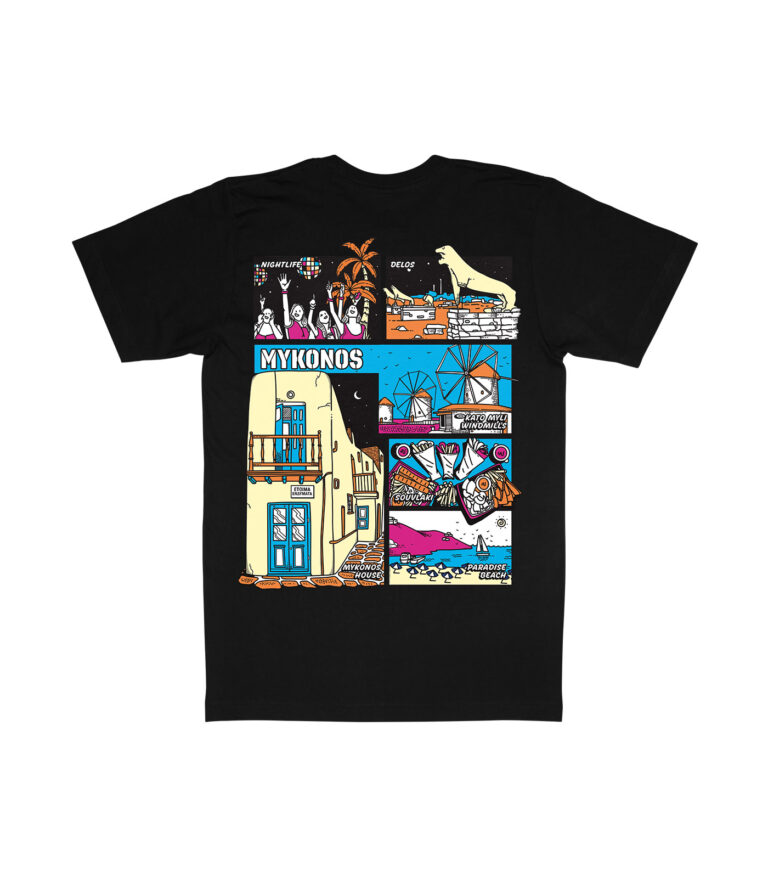 Mykonos Colorful City Graphic T-Shirt